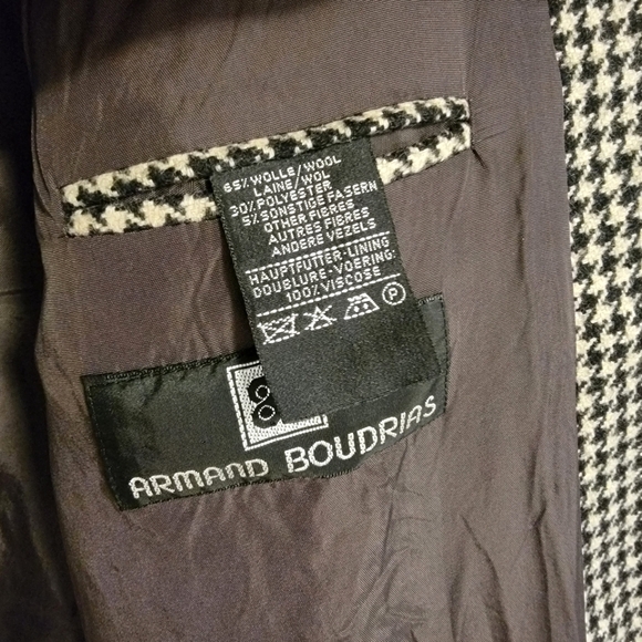 vintage wool houndstooth black white oversized blazer jacket mod chic work - Picture 4 of 4